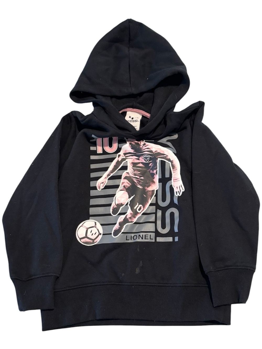 Lionel Boys' Black Hooded Sweatshirt with Soccer Graphic